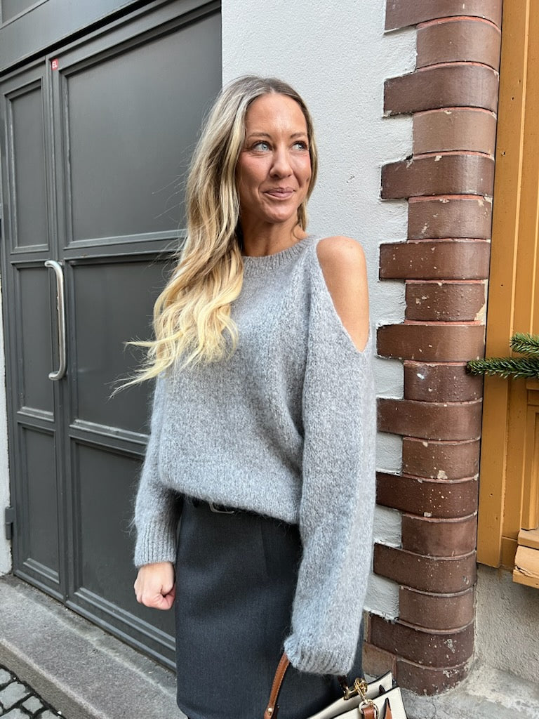 Grey mohair offshoulder