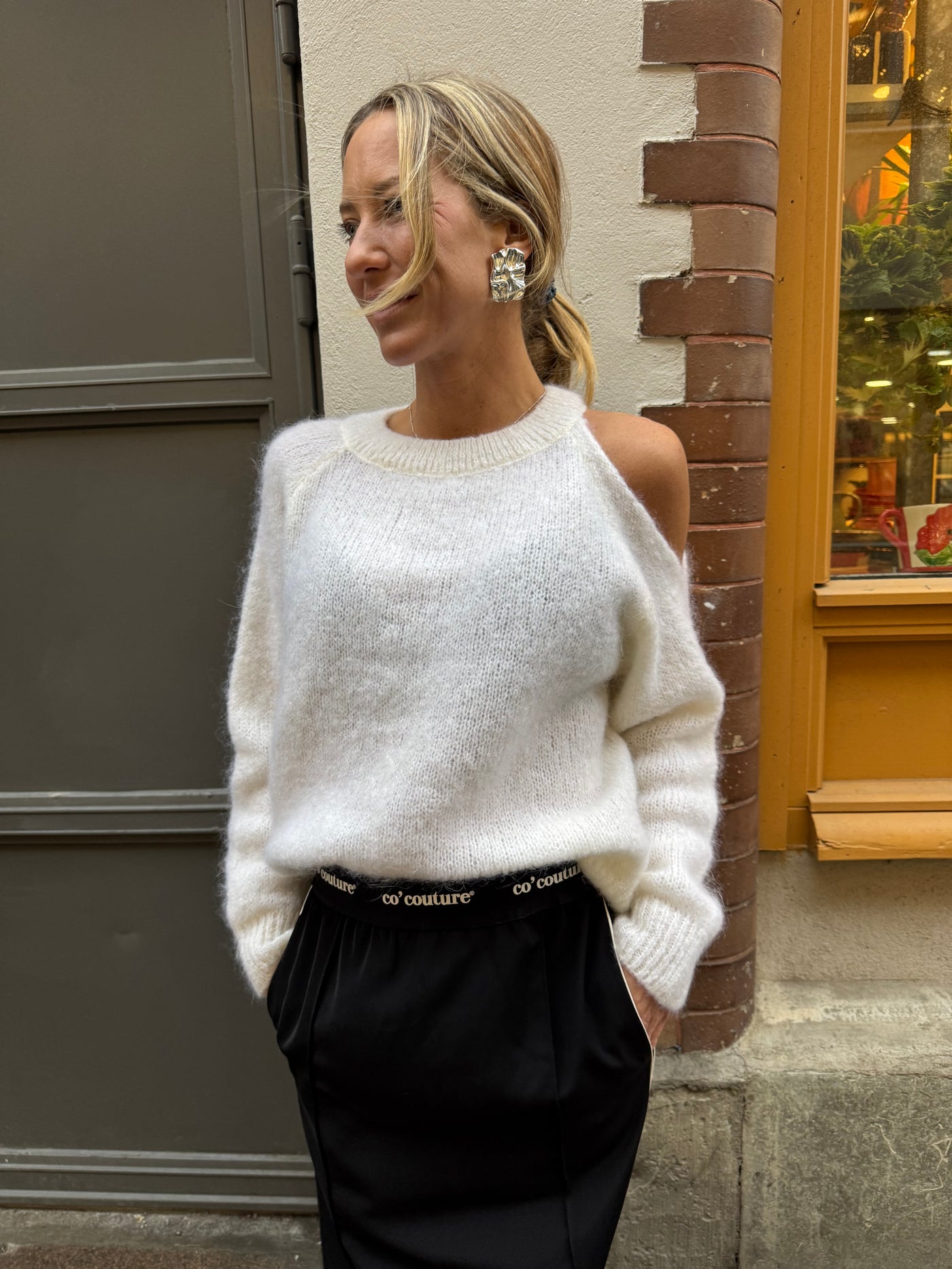 Cream mohair offshoulder