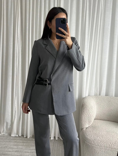 Tinna blazer belt grey-black