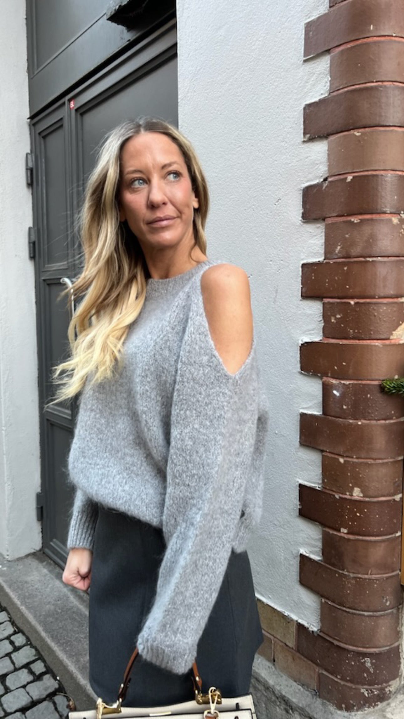 Grey mohair offshoulder