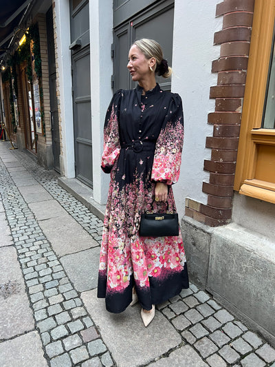 Audrey flower black dress